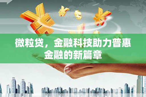 成功微粒贷，金融科技助力普惠金融的新篇章