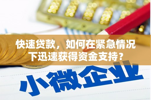 成功快速贷款，如何在紧急情况下迅速获得资金支持？
