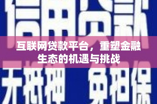 成功互联网贷款平台，重塑金融生态的机遇与挑战